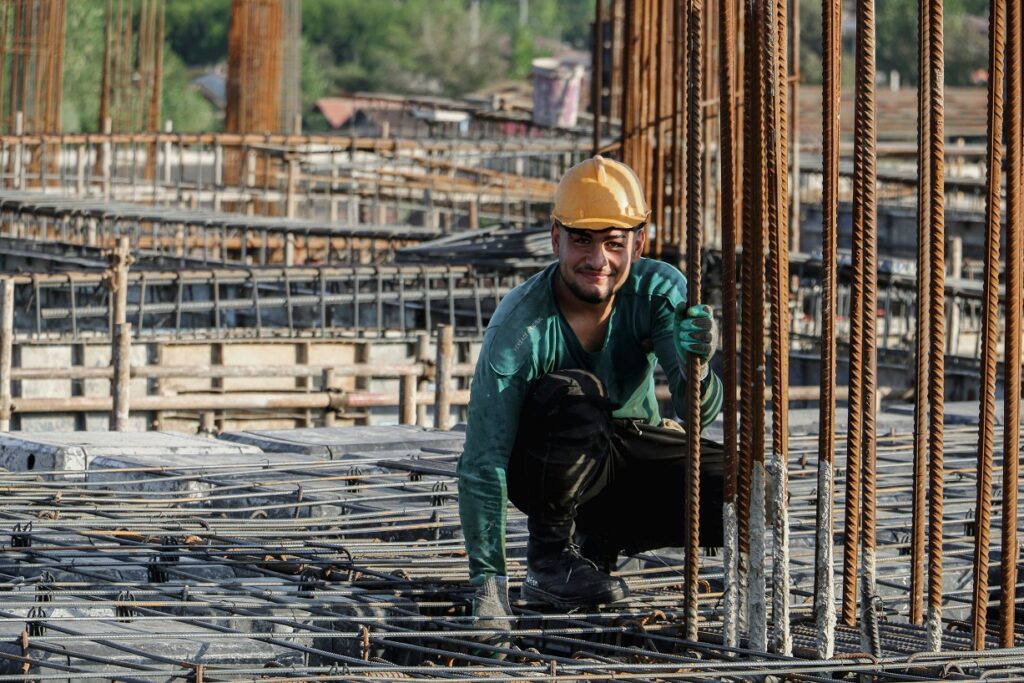 A construction worker on a worksite 